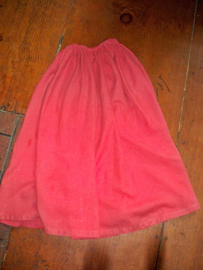 Coral petticoat of heavy linen, with nice soft wear but great condition ...